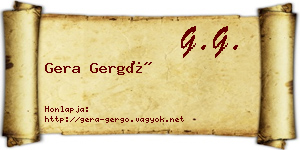 Gera Gergő névjegykártya